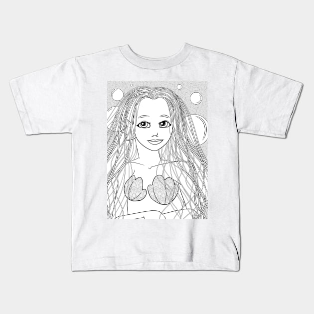 COLOR ME! Achromatic Mermaid Kids T-Shirt by LaurenPatrick